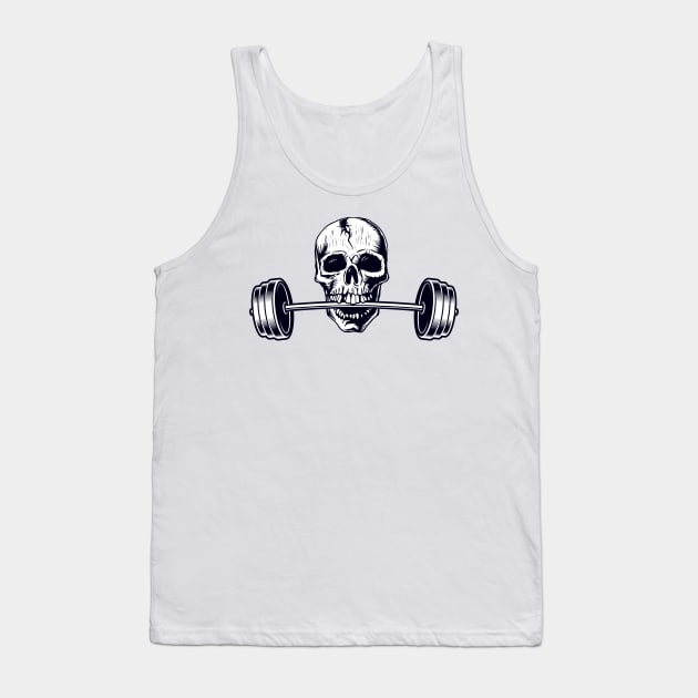 Weightlifters Graphic, Powerlifting Lift Heavy Barbell Skull Design Tank Top by ScottsRed